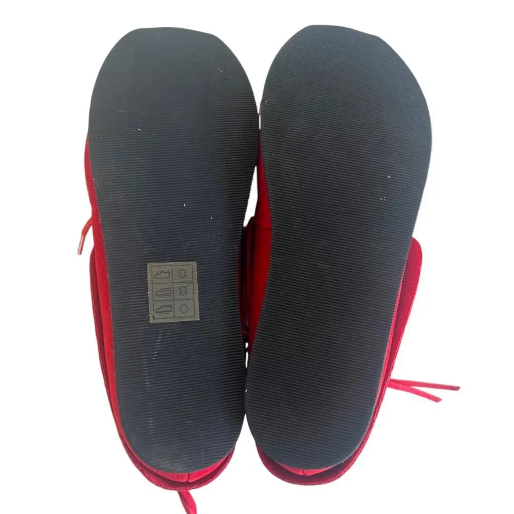 AKID Stone Red Nubuck Leather Moccasin Booties Ankle Boots Fringe A Kid Sz 1 1Y